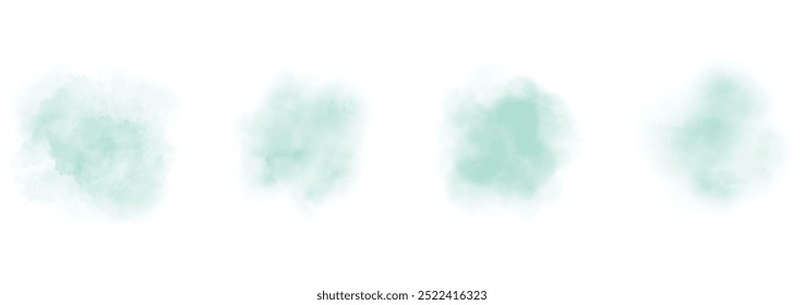 Conjunto de abstrato verde limão água salpicar em um fundo branco. Textura de aquarela vetorial em cor de salada. Mancha de pincel de tinta. Mancha manchas verde limão. Mancha pastel aquarela
