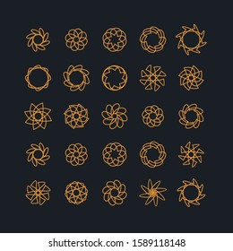 set of abstract line art vector icon  element 