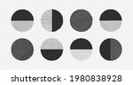 Set of Abstract Line Circle in Minimal Trendy Style Isolated on white background. Vector Round Graphic Element of Hand Drawn Texture for creating Patterns, Invitations, Posters, Cards