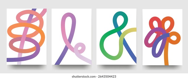 Set abstract line creative cover illustration template design