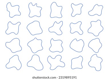 Set of abstract line design elements isolated on white backdrop. Vector illustration of amoeba shapes and irregular forms