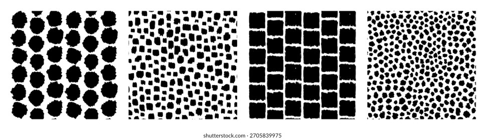 Set of abstract line, dot, shape brush stroke in black and white colors. Boho background in minimalist style vector Illustration for wallpaper, fabric