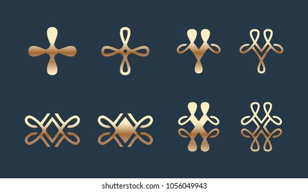 Set of Abstract Line and Geometry icon vector illustration design Logo Template
