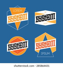 Set of Abstract Line Graphic Design Templates for Logo, Labels or Badges. Vector illustration with lettering.