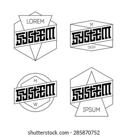 Set of Abstract Line Graphic Design Templates for Logo, Labels or Badges. Vector illustration with lettering.
