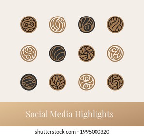 set of abstract line icon highlight for social media