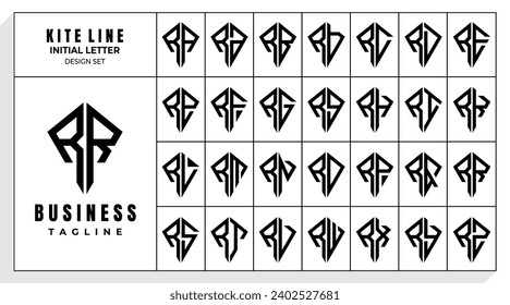 Set of abstract line kite letter R RR logo design