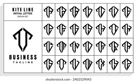 Set mit abstraktem Linienschiff T TT Logo Design