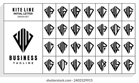 Set of abstract line kite letter W WW logo design