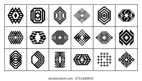Conjunto de línea abstracta letra O logotipo, número 0 diseño