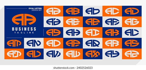 Satz abstrakter Linie oval Buchstabe A Logo Design