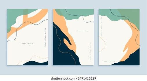 set of abstract line pattern postern for modern backdrop vector