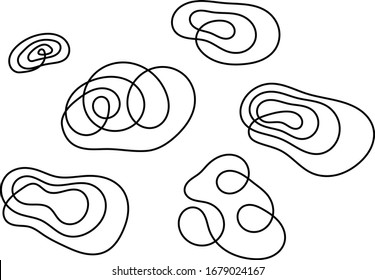 Set Of Abstract Line Shapes, Topography Map Symbol Vector Design. Great For Mobile App, Web Design, Banner, Etc.