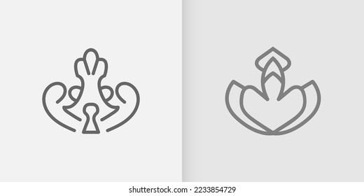 Set of abstract line symbol vector element templates, clean minimal free logo collection