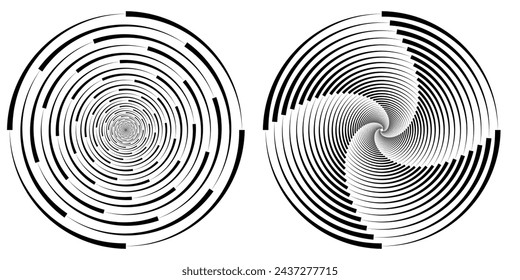 Set of abstract linear circles. Vector illustration. Decorative vector elements eps 10