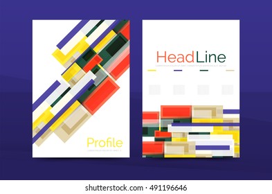 Set of abstract lines backgrounds - business templates. Vector flyer or brochure layout