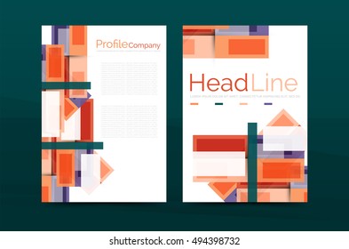 Set of abstract lines backgrounds - business templates. Vector flyer or brochure layout