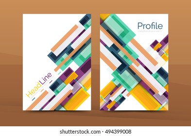 Set of abstract lines backgrounds - business templates. Vector flyer or brochure layout