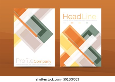 Set of abstract lines backgrounds - business templates. Vector flyer or brochure layout