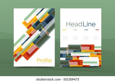 Set of abstract lines backgrounds - business templates. Vector flyer or brochure layout