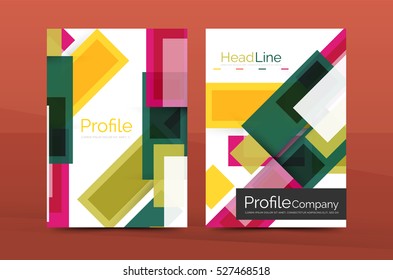 Conjunto de planos de fundo de linhas abstratas - modelos de negócios. Folheto ou folheto vetorial