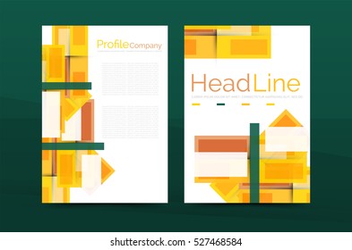 Set of abstract lines backgrounds - business templates. Vector flyer or brochure layout
