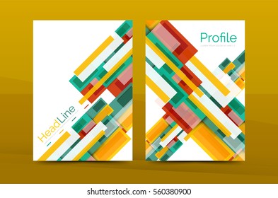 Set of abstract lines backgrounds - business templates. Vector flyer or brochure layout