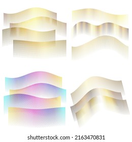 Set Abstract lines colors design element on white background of waves. Vector Illustration eps 10 for grunge elegant business card, print brochure, flyer, banners, cover book, label, fabric