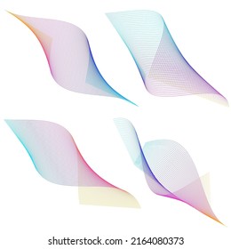 Set Abstract lines colors design element on white background of waves. Vector Illustration eps 10 for grunge elegant business card, print brochure, flyer, banners, cover book, label, fabric