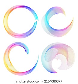 Set Abstract lines colors design element on white background of waves. Vector Illustration eps 10 for grunge elegant business card, print brochure, flyer, banners, cover book, label, fabric