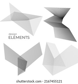 Establecer el elemento de diseño de colores de líneas abstractas en el fondo blanco de las ondas angulares. Vector Illustration eps 10 para grunge y elegante tarjeta de visita, folleto de impresión, volante, banners, carteles, portada, etiqueta, tela