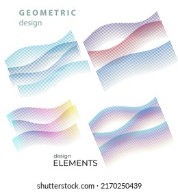Set Abstract lines colors design element on white background of angle waves. Vector Illustration eps 10 for grunge elegant business card, print brochure, flyer, banners, cover book, label, fabric