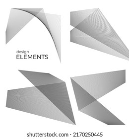 Set Abstract lines colors design element on white background of angle waves. Vector Illustration eps 10 for grunge elegant business card, print brochure, flyer, banners, cover book, label, fabric