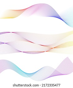 Set Abstract lines colors design element on white background of waves. Vector Illustration eps 10 for grunge elegant business card, print brochure, flyer, banners, cover book, label, fabric