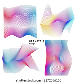 Set Abstract lines colors design element on white background of angle waves. Vector Illustration eps 10 for grunge elegant business card, print brochure, flyer, banners, cover book, label, fabric