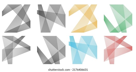 Set Abstract lines colors design element on white background of angle waves. Vector Illustration eps 10 for grunge elegant business card, print brochure, flyer, banners, cover book, label, fabric