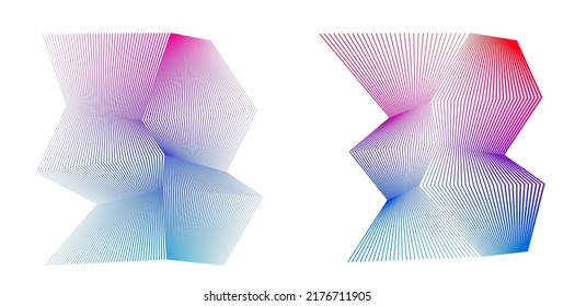 Establecer el elemento de diseño de colores de líneas abstractas en el fondo blanco de las ondas angulares. Vector Illustration eps 10 para grunge y elegante tarjeta de visita, folleto de impresión, volante, banners, carteles, portada, etiqueta, tela