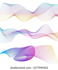 Establecer el elemento de diseño de colores de líneas abstractas en el fondo blanco de las ondas. Vector Illustration eps 10 para grunge y elegante tarjeta de visita, folleto de impresión, volante, banners, carteles, portada, etiqueta, tela