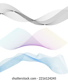 Set Abstract lines colors design element on white background of waves. Vector Illustration eps 10 for grunge elegant business card, print brochure, flyer, banners, cover book, label, fabric