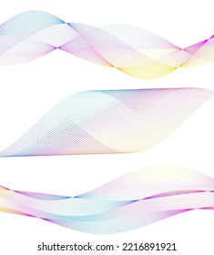 Set Abstract lines colors design element on white background of waves. Vector Illustration eps 10 for grunge elegant business card, print brochure, flyer, banners, cover book, label, fabric