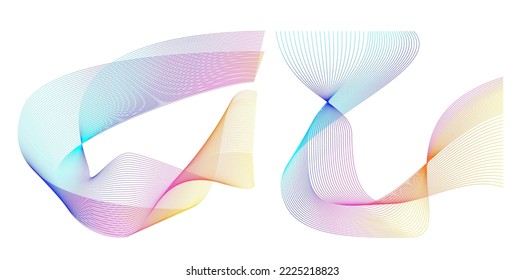 Establecer el elemento de diseño de colores de líneas abstractas en el fondo blanco de las ondas. Vector Illustration eps 10 para grunge y elegante tarjeta de visita, folleto de impresión, volante, banners, carteles, portada, etiqueta, tela