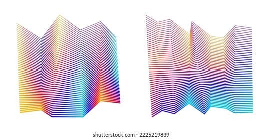 Set Abstract lines colors design element on white background of waves. Vector Illustration eps 10 for grunge elegant business card, print brochure, flyer, banners, cover book, label, fabric