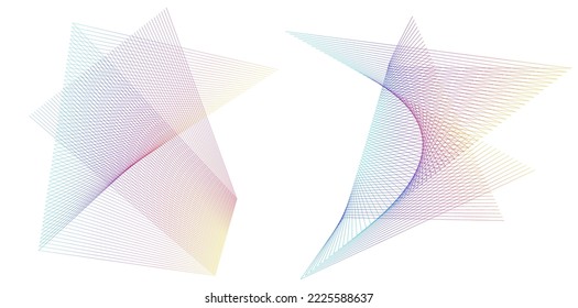 Set Abstract lines colors design element on white background of waves. Vector Illustration eps 10 for grunge elegant business card, print brochure, flyer, banners, cover book, label, fabric