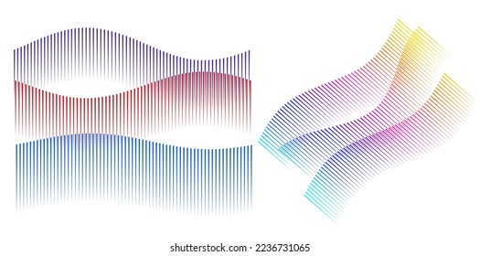 Set Abstract lines colors design element on white background of waves. Vector Illustration eps 10 for grunge elegant business card, print brochure, flyer, banners, cover book, label, fabric