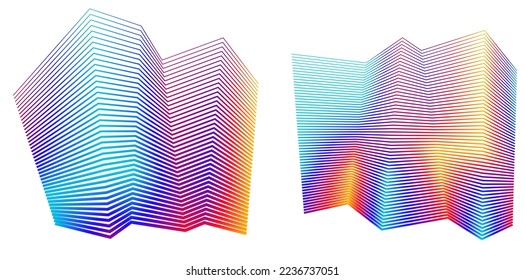 Set Abstract lines colors design element on white background of angle waves. Vector Illustration eps 10 for grunge elegant business card, print brochure, flyer, banners, cover book, label, fabric