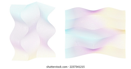 Establecer el elemento de diseño de colores de líneas abstractas en el fondo blanco de las ondas. Vector Illustration eps 10 para grunge y elegante tarjeta de visita, folleto de impresión, volante, banners, carteles, portada, etiqueta, tela