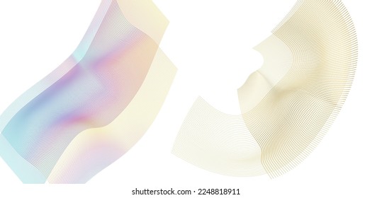 Set Abstract lines colors design element on white background of waves. Vector Illustration eps 10 for grunge elegant business card, print brochure, flyer, banners, cover book, label, fabric
