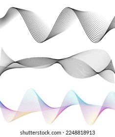 Establecer el elemento de diseño de colores de líneas abstractas en el fondo blanco de las ondas. Vector Illustration eps 10 para grunge y elegante tarjeta de visita, folleto de impresión, volante, banners, carteles, portada, etiqueta, tela

