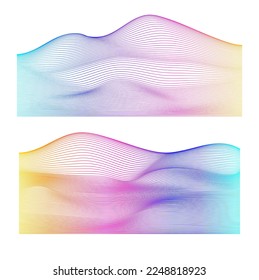 Set Abstract lines colors design element on white background of waves. Vector Illustration eps 10 for grunge elegant business card, print brochure, flyer, banners, cover book, label, fabric
