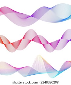 Set Abstract lines colors design element on white background of waves. Vector Illustration eps 10 for grunge elegant business card, print brochure, flyer, banners, cover book, label, fabric
